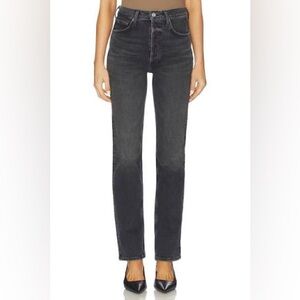 Agolde 90s Pinch Waist High Rise Long Straight Jeans in Radius
